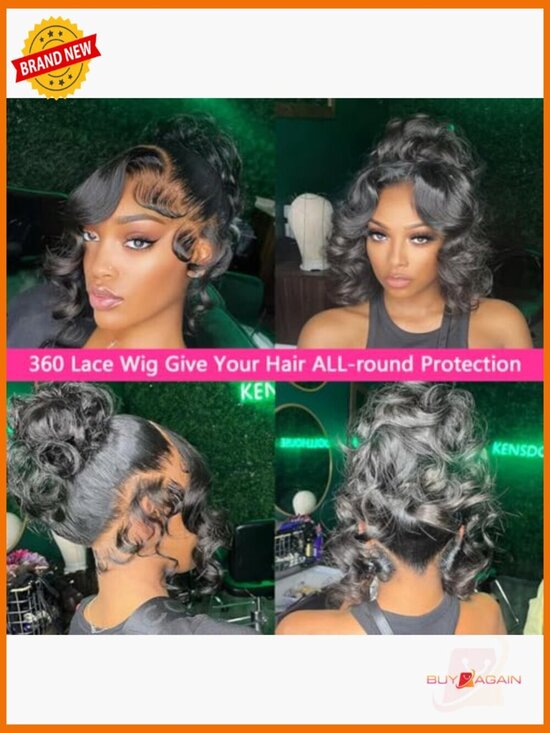 200% Density 360 Lace Front Wig Human Hair Pre Plucked Body Wave Glueless Full